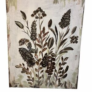 Original Acrylic Canvas Wall Art Botanical Field  Impressionism 16 x 20"